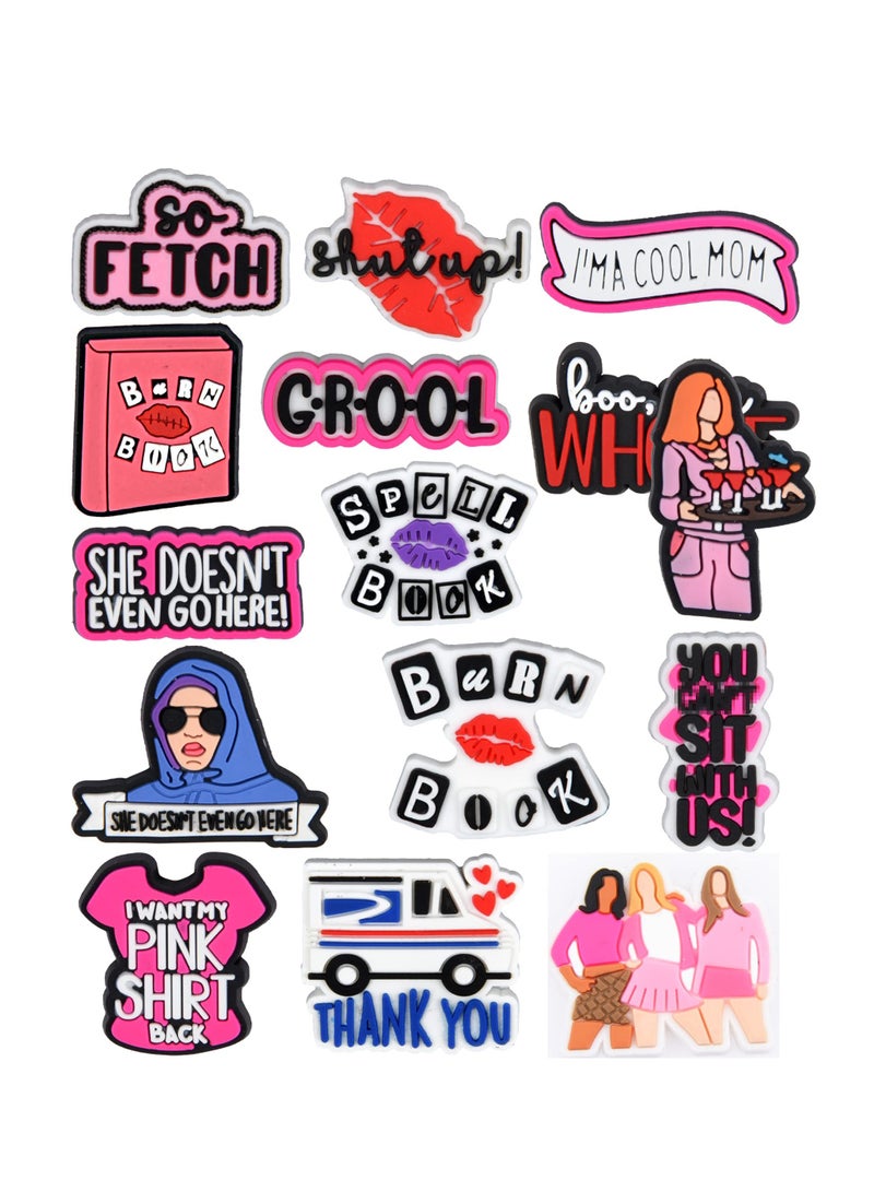 Excefore Croc Charms 14 Pcs Pink Jibbitz Girls Shoe Charms for Shoes Decorations Wristband Bracelet Accessories for Women Party and Birthday Gifts - Image 1