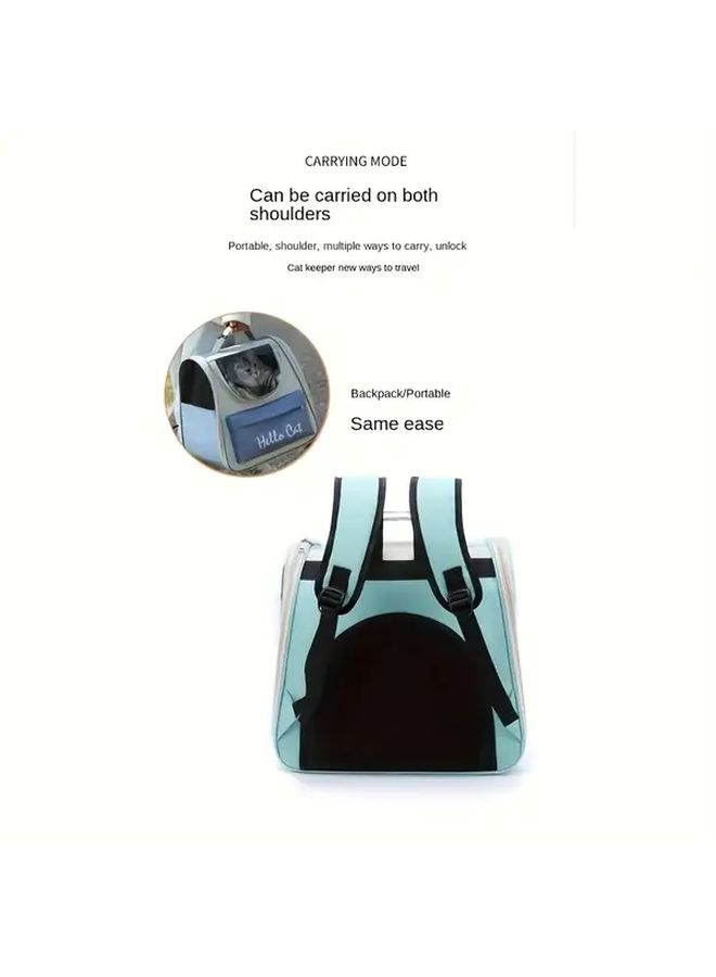 Blue Foldable Pet Carrier Backpack for Cats and Dogs Large Capacity Outdoor Travel - Image 4