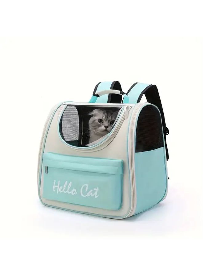 Blue Foldable Pet Carrier Backpack for Cats and Dogs Large Capacity Outdoor Travel - Image 1
