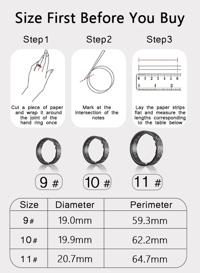 Smart Rings for Men Women, Smart Ring whth Display and Touch on, Fitness Tracker Ring, IP68waterproof, Health Ring Tracks Heart Rate/Sleep/Steps/Blood Oxygen/Calorie/Distance, for iOS/Android(Black10) - Image 3