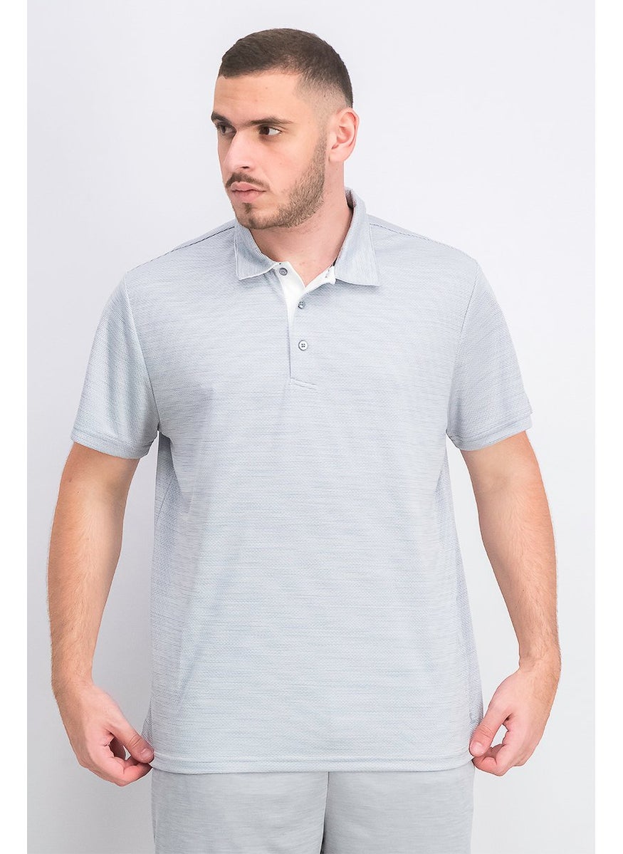 HEAD Men Spread Collar Short Sleeve Polo Shirt, Sleet Heather  - Image 1