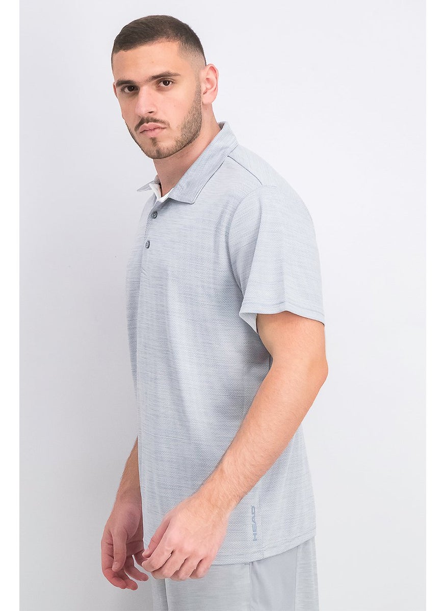 HEAD Men Spread Collar Short Sleeve Polo Shirt, Sleet Heather  - Image 2