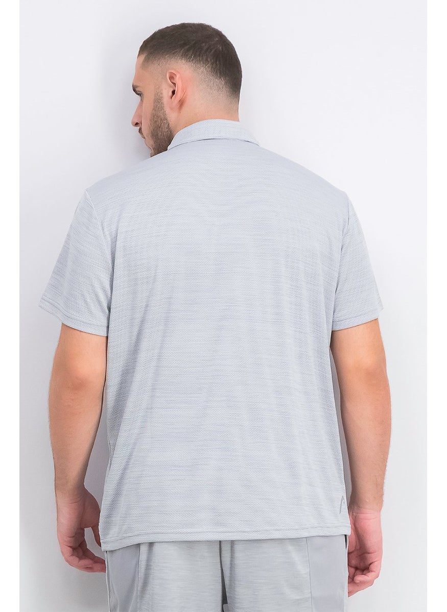 HEAD Men Spread Collar Short Sleeve Polo Shirt, Sleet Heather  - Image 3