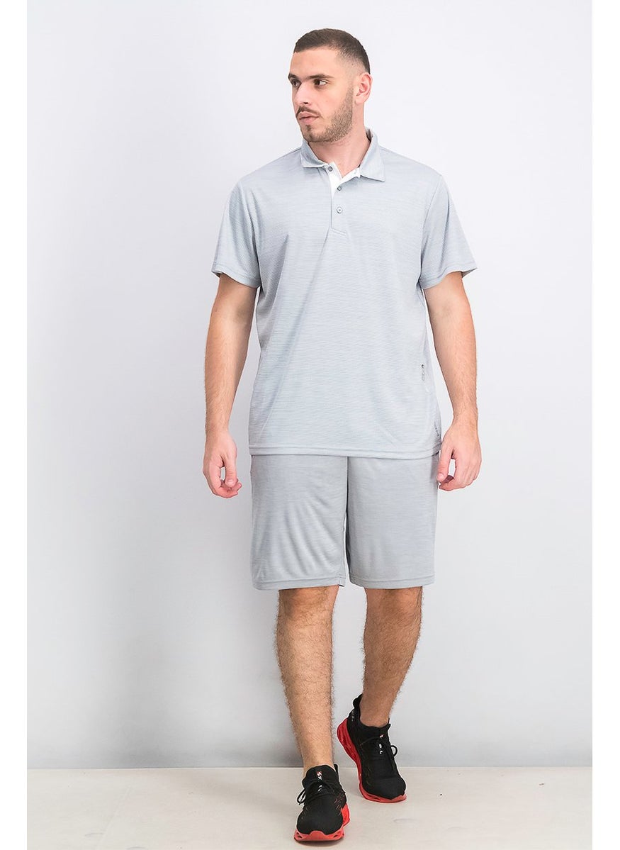 HEAD Men Spread Collar Short Sleeve Polo Shirt, Sleet Heather  - Image 4