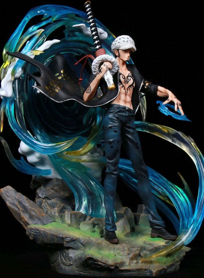 HALAMODO One Piece Light-Up Phantom Trafalgar Law Scene Action Figure Model , Death Wink Edition Cool Anime Collectible , Trendy Anime Statue Toy, Desktop Decor Figure Model Toy , Office Decor Figure , Car Ornament, Birthday Gift For Kids Boys and Girls, For Commemoration, Collection and Display, Black/White/blue , 43 cm - Image 4