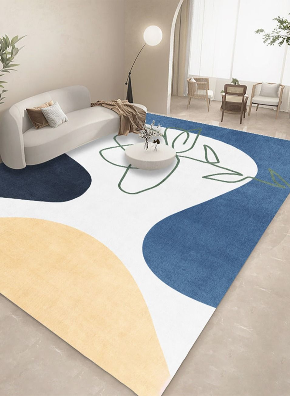 Modern Living Room Rug Soft Anti-slip Floor Carpet Contemporary Floor Rugs for Living Dining Room Bedroom Home Decor Linellae 160x230cm Type F, Rectangle