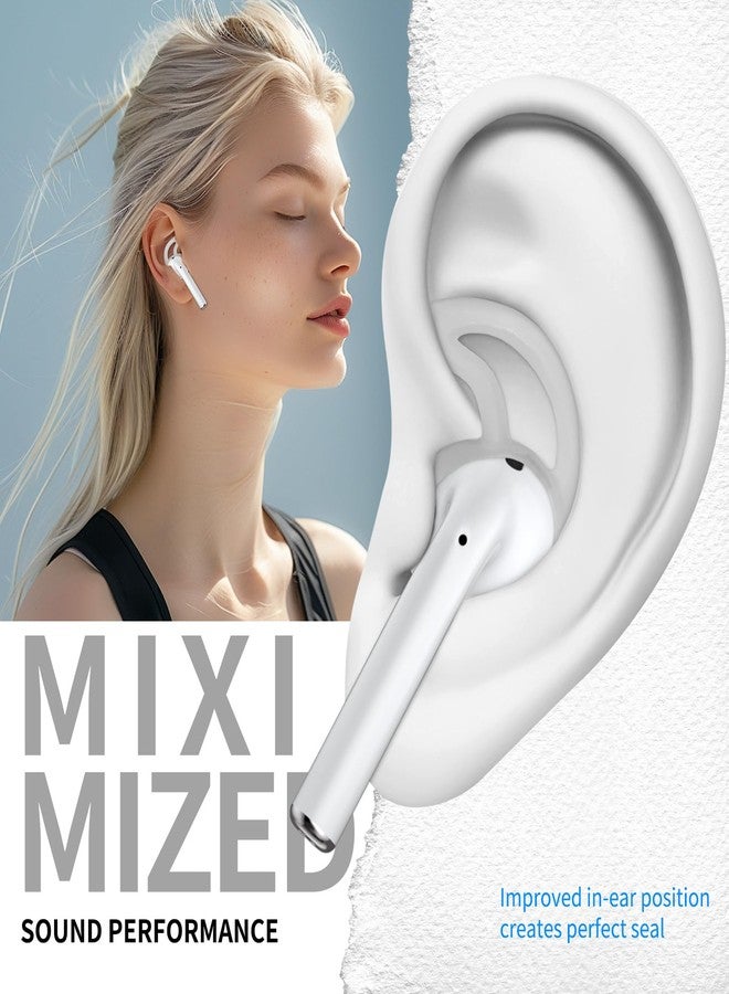 APETOO Earbuds Covers/Caps with Hook for Earpods, Soft Silicone Earplugs Ear Cuisions with Flexible Wings Ear Loops for Airpods 1&2, Half in-Ear Earbuds, 1 Pair, Transparent-White/Translucency - Image 3