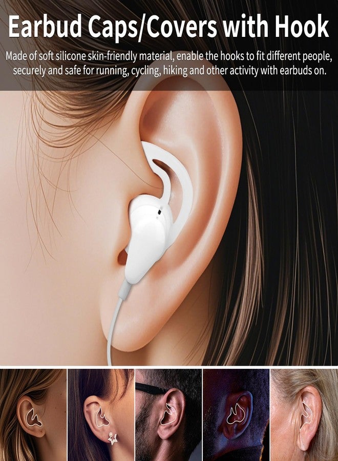 APETOO Earbuds Covers/Caps with Hook for Earpods, Soft Silicone Earplugs Ear Cuisions with Flexible Wings Ear Loops for Airpods 1&2, Half in-Ear Earbuds, 1 Pair, Transparent-White/Translucency - Image 2