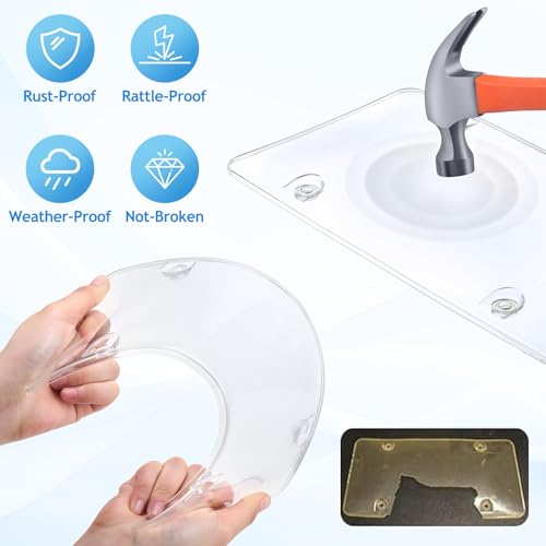 Datanly 2 Pack Clear License Plate Covers Unbreakable Licenses Plate Shields 12.2"x6.3" Novelty Clear Bubble Protector License Plates Frame for Car Tag, Front and Back with Fastening Screws - Image 3