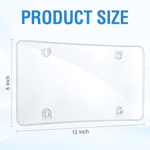 Datanly 2 Pack Clear License Plate Covers Unbreakable Licenses Plate Shields 12.2"x6.3" Novelty Clear Bubble Protector License Plates Frame for Car Tag, Front and Back with Fastening Screws - Image 2