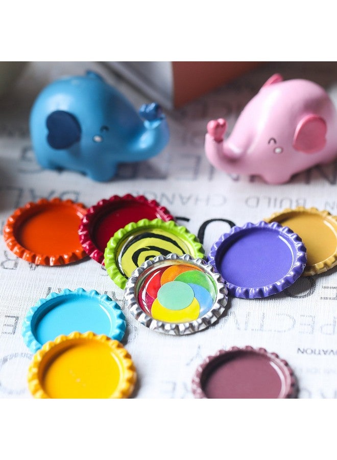 TecUnite 100 Pieces Bottle Caps For Crafts In Double Sides Printed Mixed Colors Flattened And 100 Pack 1 Inch Clear Stickers For Photo Pendant Craft Jewelry Making  - Image 5