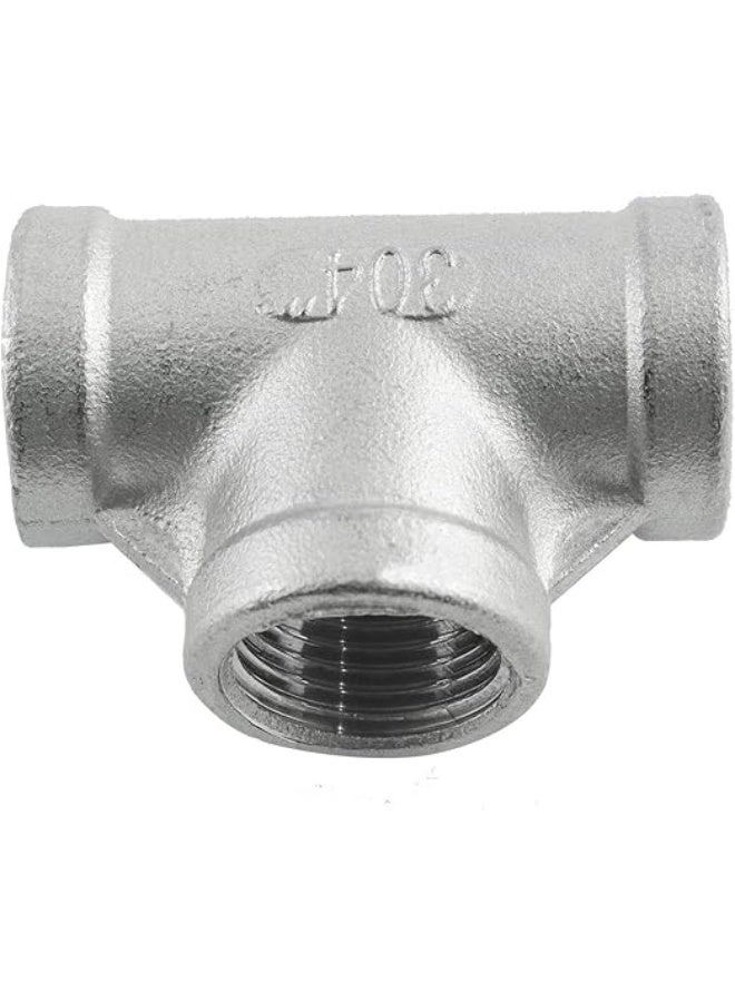 HIWUS 304 Stainless Steel Female Threaded 3 Way TT Pipe Fitting NPT 1/2 Inch Threaded Connector - Image 1