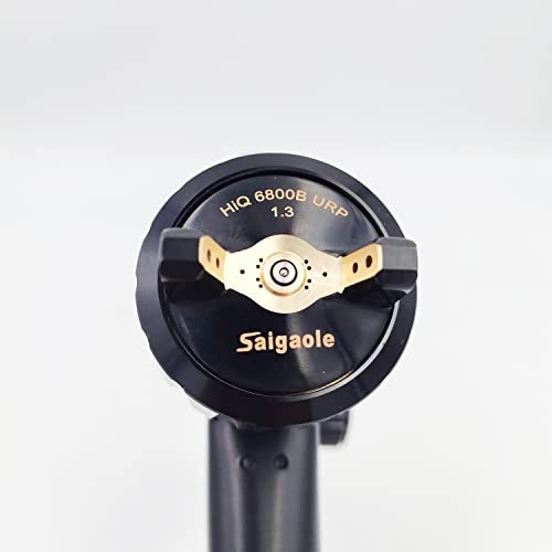 saigaole مسدس رش HVLP 6800B 1.3 مم مع كوب بدون غسيل ومحول أداة رش السيارات طلاء رش الهواء بندقية طلاء هوائية ضغط منخفض 260 لتر/دقيقة (بني) - Image 3