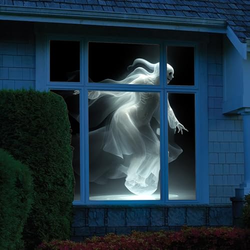 LIANGLIDE Rear Projection Screen Fabric, White Screen for Projector, Window Projection Film, 25x23x1 Cloth Rear Projection Screen for Virtual Halloween and Christmas Window Projection Videos (White) - Image 4