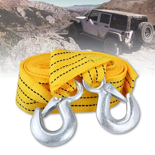 MIKANIX Heavy-Duty Towing Strap 3000KG Capacity I 75mm Wide Recovery Belt with Steel Hooks for Cars, Trucks, SUVs & Off-Road Vehicles (Pack of 1) - Image 1
