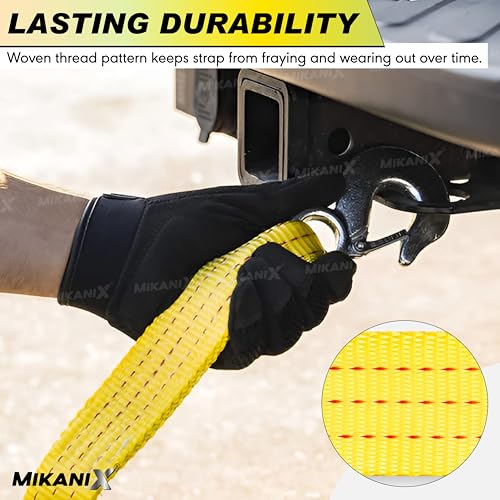 MIKANIX Heavy-Duty Towing Strap 3000KG Capacity I 75mm Wide Recovery Belt with Steel Hooks for Cars, Trucks, SUVs & Off-Road Vehicles (Pack of 1) - Image 5