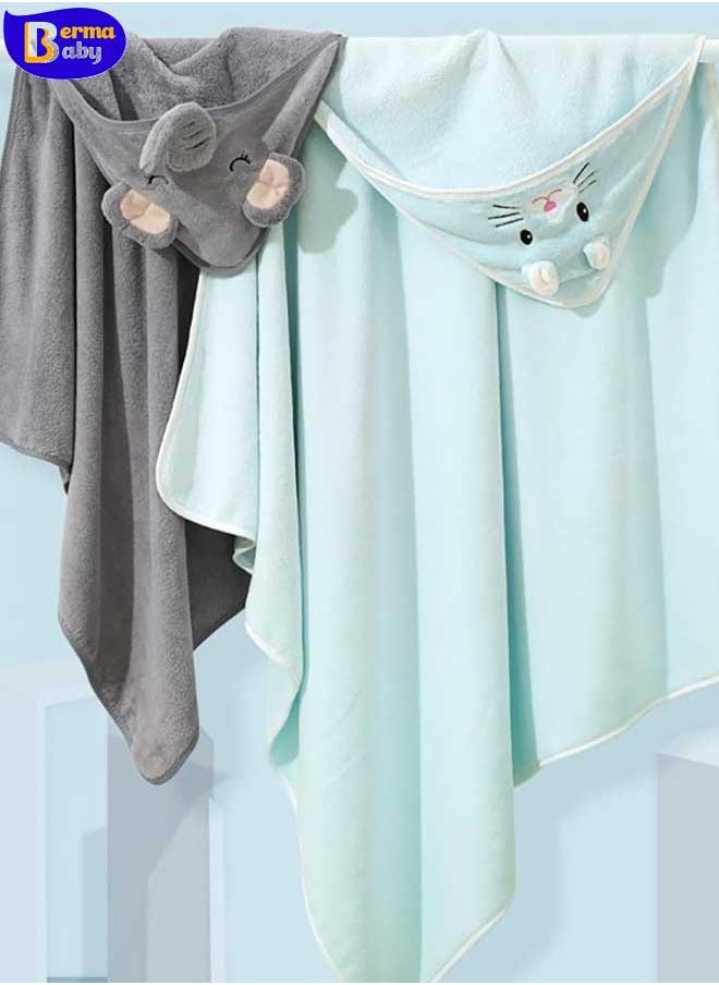 Berma Baby Baby Bath Towel Ultra Soft Hooded Towel Highly Absorbent Bathrobe Blanket Toddlers Shower Gifts for Boys Girls- 80*80cm (Blue)  - Image 5