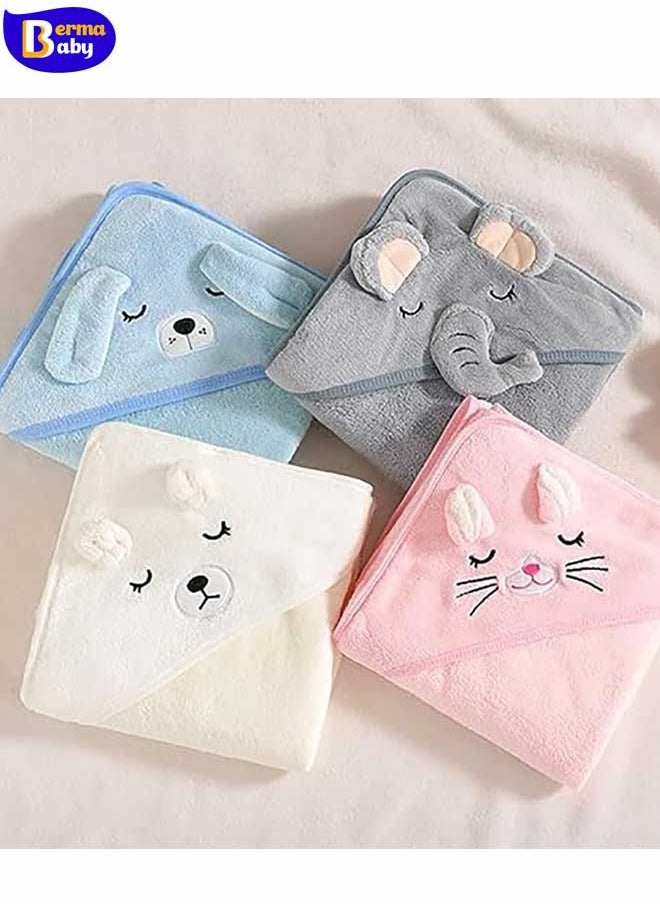 Berma Baby Baby Bath Towel Ultra Soft Hooded Towel Highly Absorbent Bathrobe Blanket Toddlers Shower Gifts for Boys Girls- 80*80cm (Blue)  - Image 3