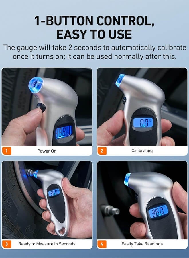Bliszaar Tire Pressure Gauge Digital 0-150PSI (Accurate in 0.1 Increments), 4 Settings Stocking Stuffers for Car Truck Bicycle with Backlight LCD and Presta Valve Adaptor, Sliver - Image 4