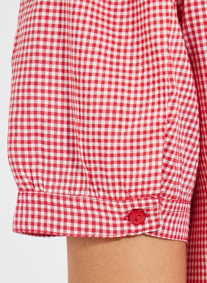 Styli Gingham Relaxed Fit Shirt with Puff Sleeves - Image 5