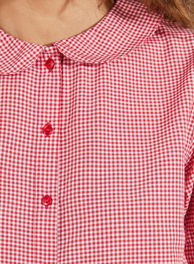 Styli Gingham Relaxed Fit Shirt with Puff Sleeves - Image 4