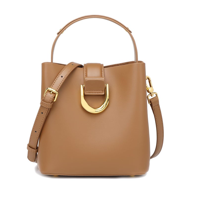 MoreFarther Leather Crossbody Bucket Bag Shoulder Bags for Women Purses Handbags Adjustable Strap Designer Bags ï»¿ (Brown) - Image 1