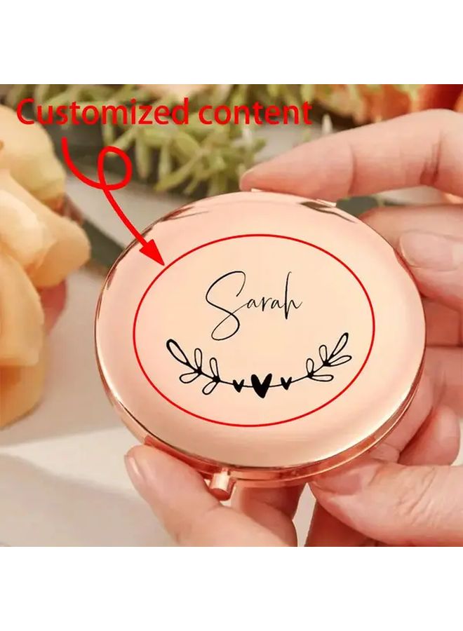Personalized Engraved Compact Makeup Mirror Rose Golden Style 5 Custom Name Gift - Image 2