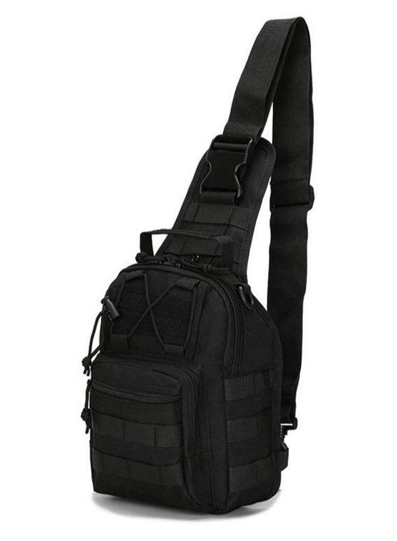 Y&D Tactical Shoulder Sling Bag, Small Outdoor Chest Pack, Military Molle Multifunctional Messenger Crossbody for Men Traveling, Hiking, Camping (Black)  - Image 1
