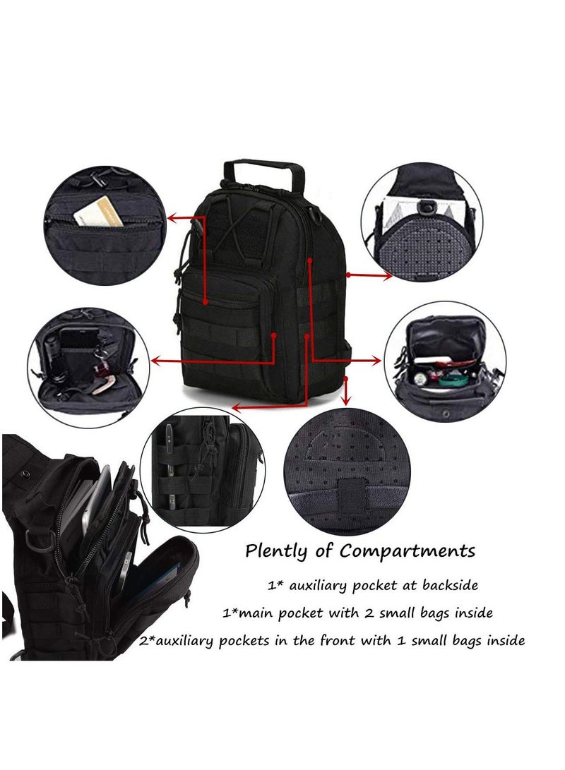 Y&D Tactical Shoulder Sling Bag, Small Outdoor Chest Pack, Military Molle Multifunctional Messenger Crossbody for Men Traveling, Hiking, Camping (Black)  - Image 3