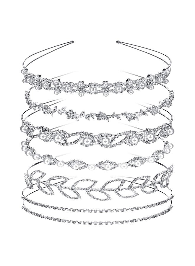 Tatuo 6-Piece Rhinestone Studded Headband Silver/White/Clear
