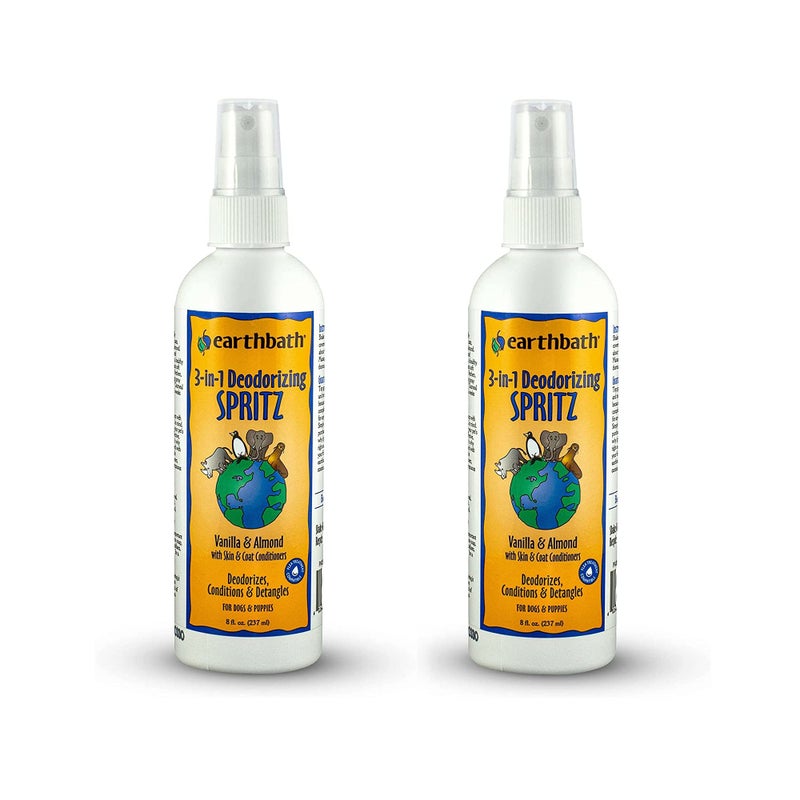 earthbath, Vanilla & Almond 3-in-1 Dog & Puppy Deodorizing Spritz - Dog Odor Eliminator for Strong Odor, Cruelty-Free Dog Cologne, Dog Wash Spray, Made in USA, Dog Bathing Supplies - 8 Oz (2 Pack) - Image 1