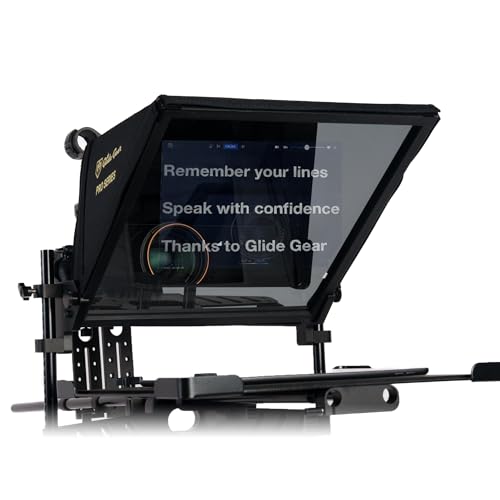 Glide Gear TMP 1000 Teleprompter – All Camera & Smartphones, Tablets – 17" Glass, Tray, Hard Case, No Assembly - Image 1