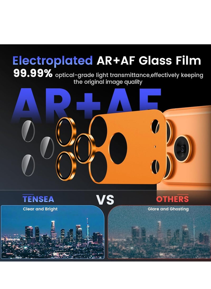 X-level Camera Lens Protector for iPhone 17 Pro Max 6.9-Inch, Full Coverage 9H Tempered Glass Ring Cover, Matte Metal Plate, Case Friendly, 1 - Pack (Orange) - Image 4