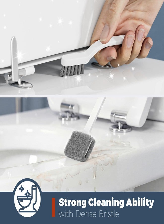 Holaloha Toilet Brush and Holder Set with Crevice Brush for Toilet Bowl and Bathroom Cleaning, White - Image 3