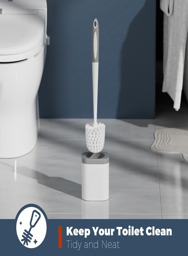 Holaloha Toilet Brush and Holder Set with Crevice Brush for Toilet Bowl and Bathroom Cleaning, White - Image 4