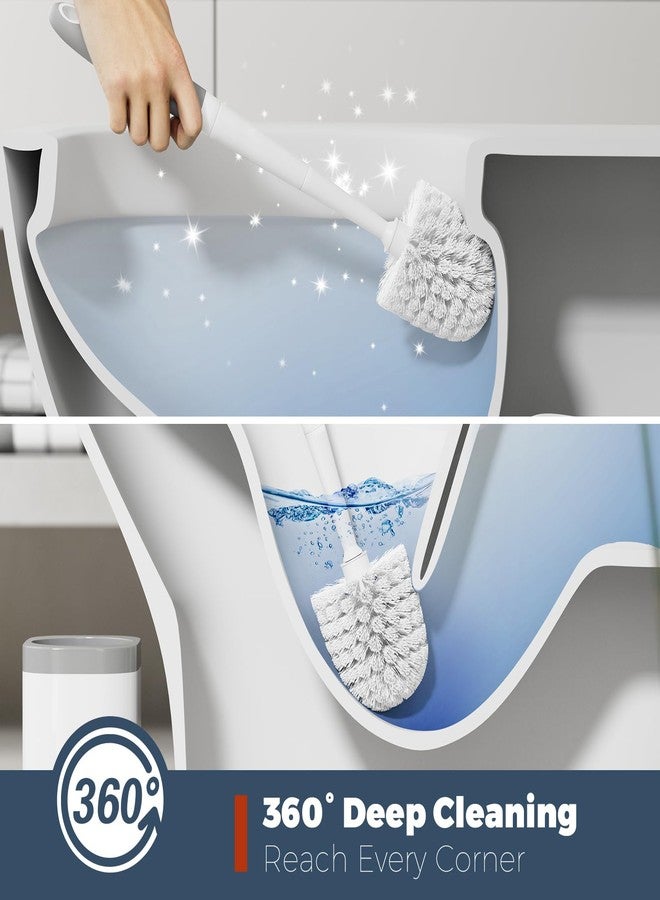 Holaloha Toilet Brush and Holder Set with Crevice Brush for Toilet Bowl and Bathroom Cleaning, White - Image 2