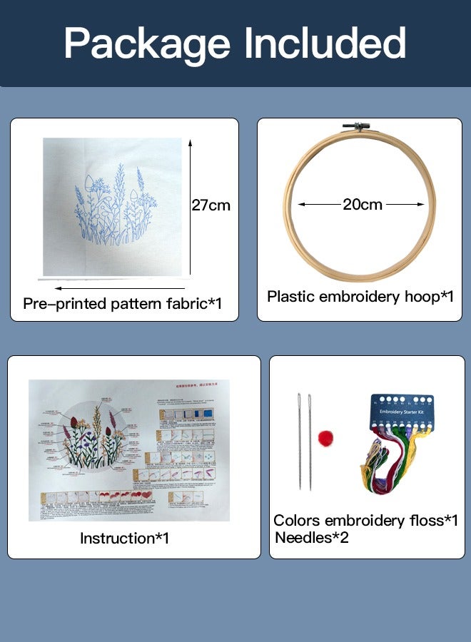 Hand Embroidery Kit for Beginners,Flower Pattern, Art Craft Hand Sewing for Women Habits, Kids DIY - Image 2