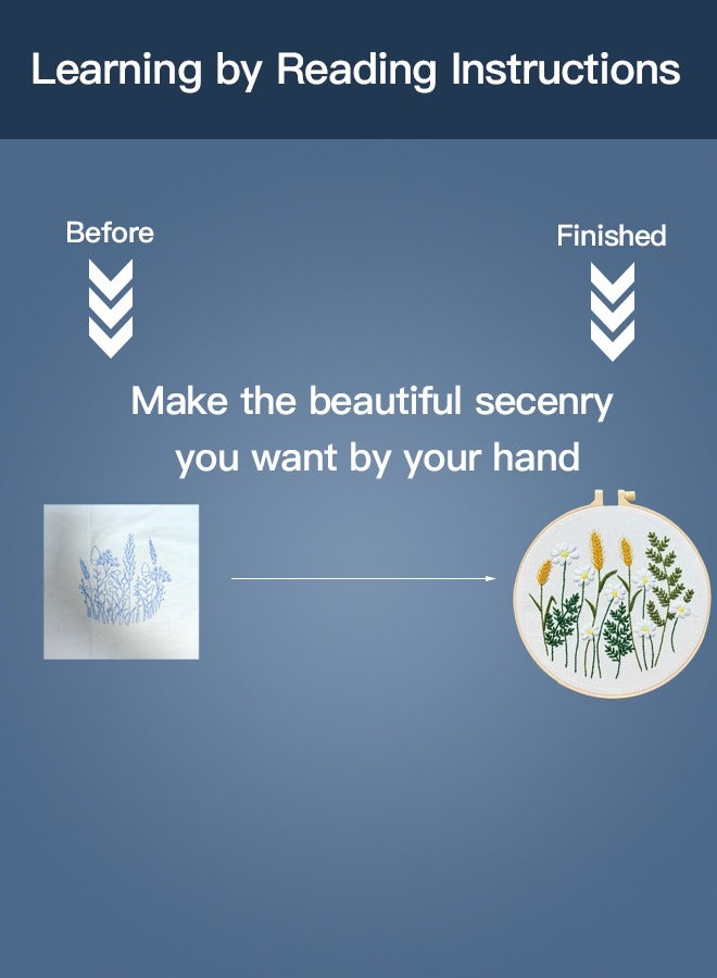 Hand Embroidery Kit for Beginners,Flower Pattern, Art Craft Hand Sewing for Women Habits, Kids DIY - Image 3