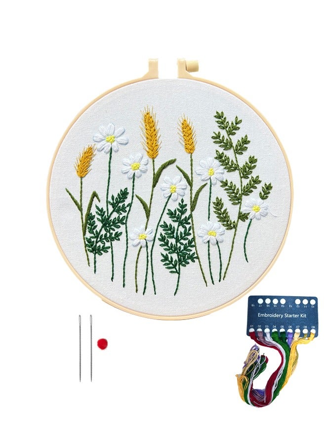 Hand Embroidery Kit for Beginners,Flower Pattern, Art Craft Hand Sewing for Women Habits, Kids DIY - Image 1
