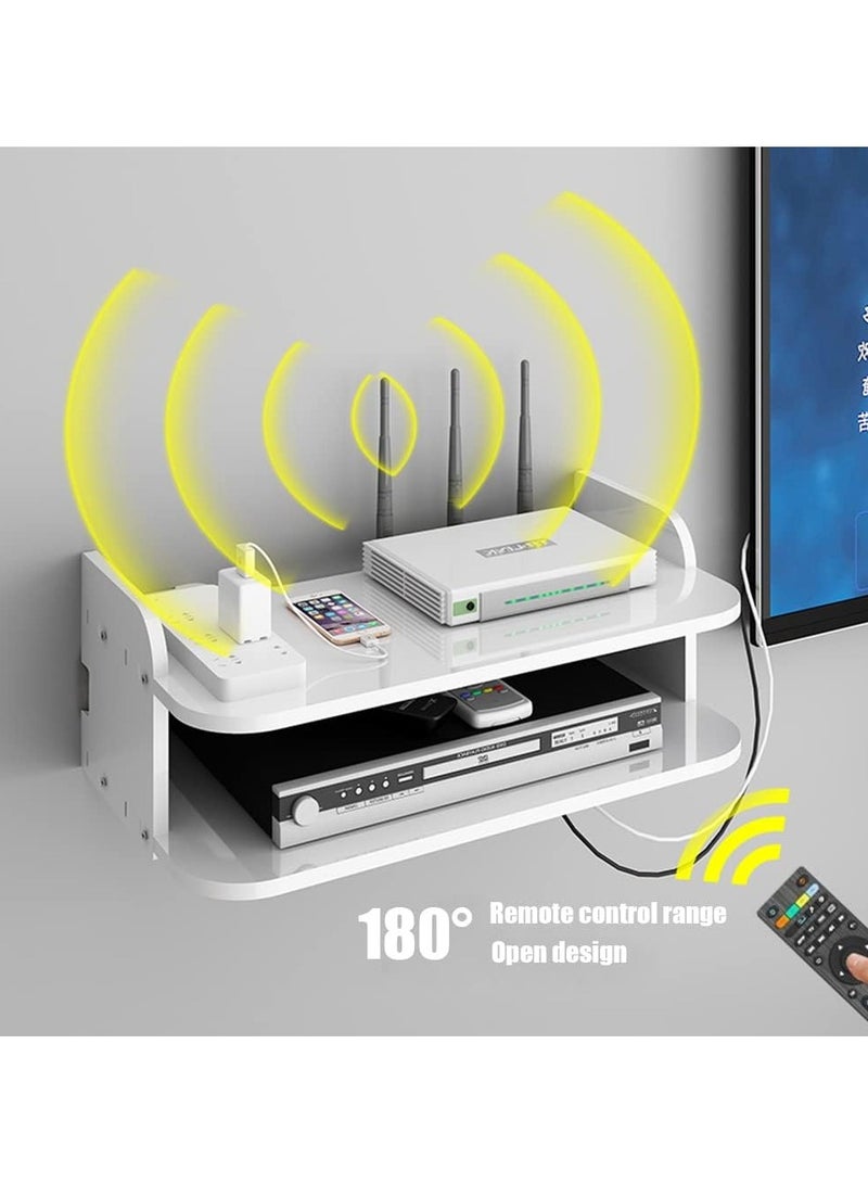 TPGP Router Storage Box - Wall Mounted TV Shelf, Multimedia Storage Shelf, WiFi Storage Rack for TV Components, Cable Boxes, Routers, Remotes, Game Consoles - Image 3