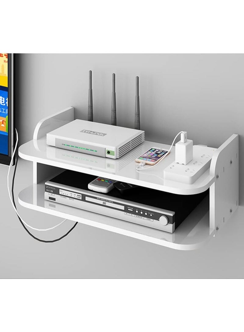 TPGP Router Storage Box - Wall Mounted TV Shelf, Multimedia Storage Shelf, WiFi Storage Rack for TV Components, Cable Boxes, Routers, Remotes, Game Consoles - Image 2