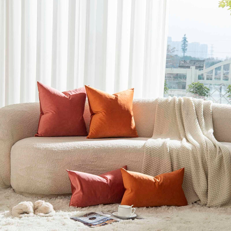 JUSPURBET Coral Velvet Throw Pillow Covers 14x14 inch Set of 2 for Living Room Couch Sofa Bedroom Decorative Square Solid Soft Cushion Cases with Invisible Zipper - Image 2
