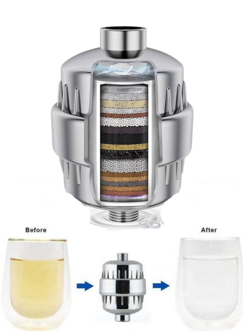 UNIVERSAL 25-Stage Shower Filtration System NSF Certified Chlorine & Heavy Metal Removal Hard Water Softener Scale Prevention Universal Fit - Image 1