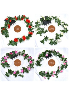 Generic 2-Pieces Artificial flower leaves vine rose rattan wall decoration plant Pink  - Image 2