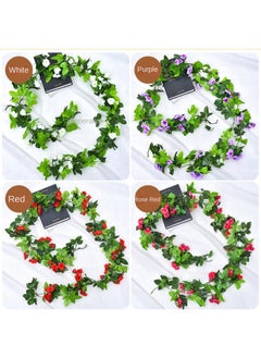 Generic 2-Pieces Artificial flower leaves vine rose rattan wall decoration plant Pink  - Image 3
