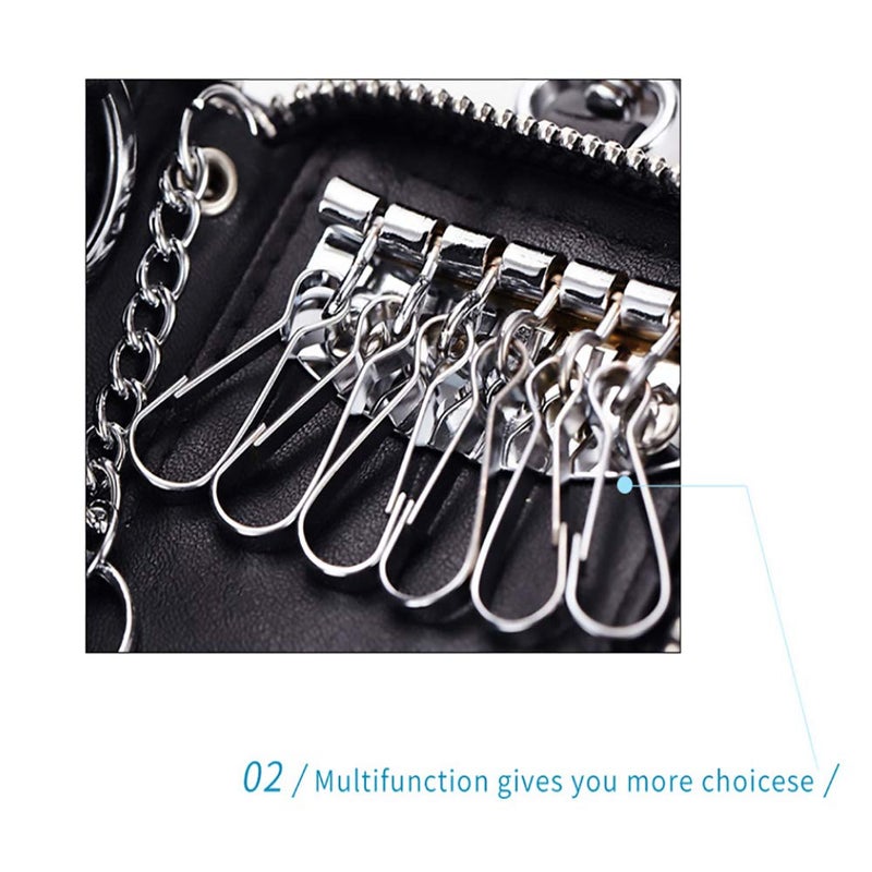 Funny live Genuine Leather Key Holder Bag with 4 Card Slot & 6 Hooks & 1 Access Card,Key Case Car Key Holder Wallet for Men Women (Brown Plus)  - Image 5