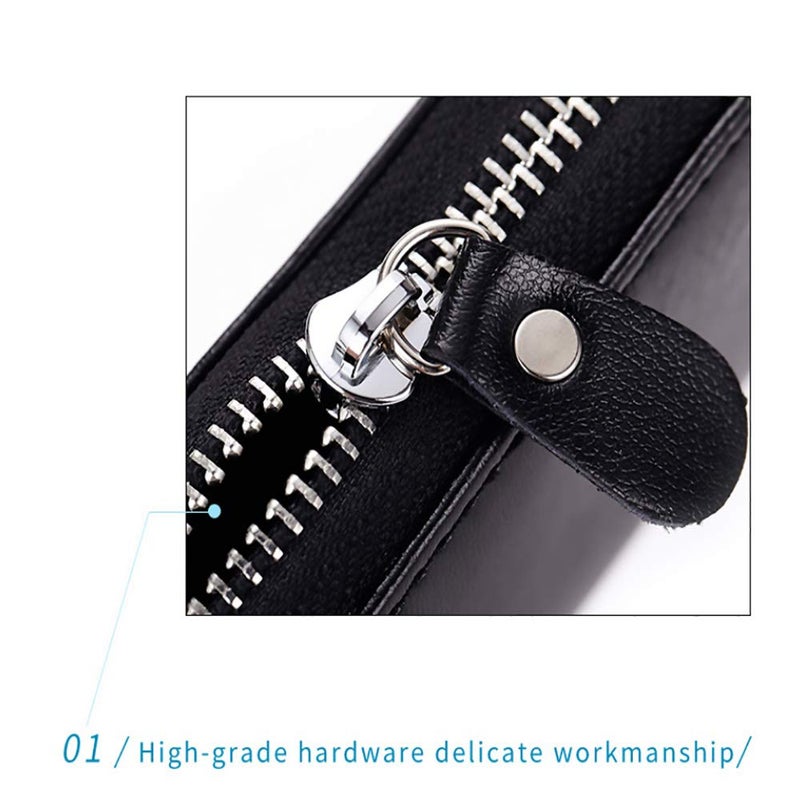 Funny live Genuine Leather Key Holder Bag with 4 Card Slot & 6 Hooks & 1 Access Card,Key Case Car Key Holder Wallet for Men Women (Brown Plus)  - Image 4