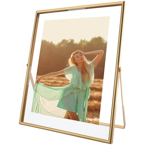 AhaGo Gold Floating Frame, 8×10 inches, Vertical, For Picture 7x9, 6x8, 5x7, Tabletop Photo Frames, Classy Gift For Thanksgiving, Birthday or Wedding - Image 1