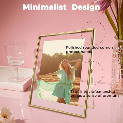 AhaGo Gold Floating Frame, 8×10 inches, Vertical, For Picture 7x9, 6x8, 5x7, Tabletop Photo Frames, Classy Gift For Thanksgiving, Birthday or Wedding - Image 3
