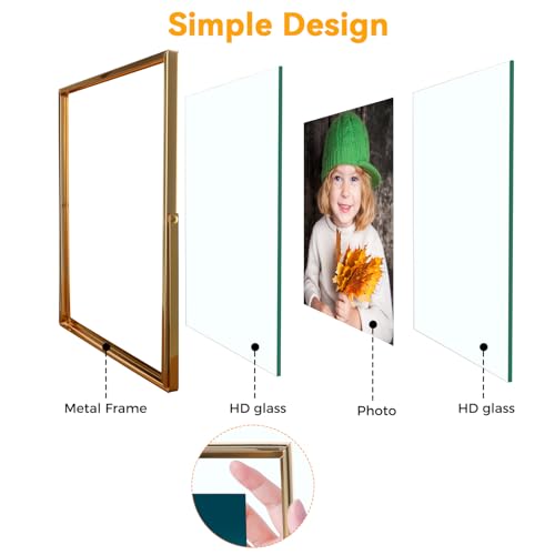 AhaGo Gold Floating Frame, 8×10 inches, Vertical, For Picture 7x9, 6x8, 5x7, Tabletop Photo Frames, Classy Gift For Thanksgiving, Birthday or Wedding - Image 4
